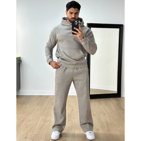 Ensemble pantalon et sweat à capuche côtelé