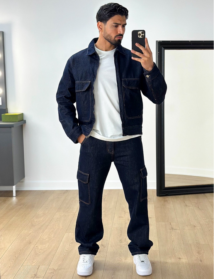 Set aus Jeansstoff