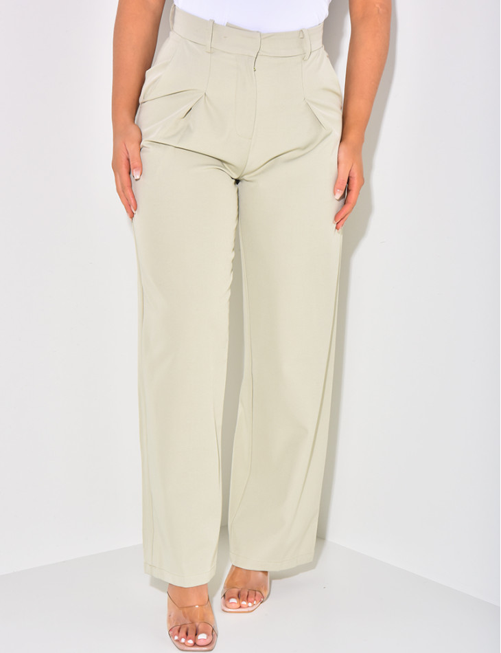 Pantalon de tailleur taille haute effet bouffant