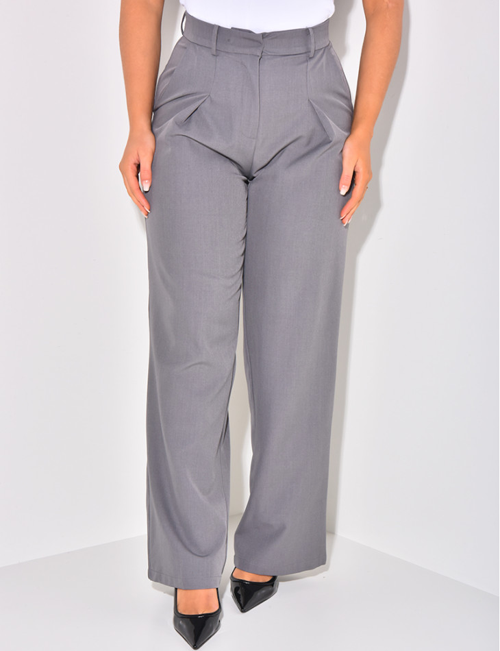 Puff-effect high-waisted suit trousers