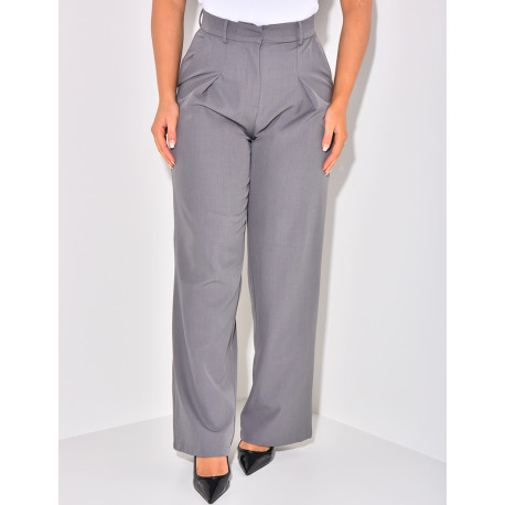 Pantalon de tailleur taille haute effet bouffant