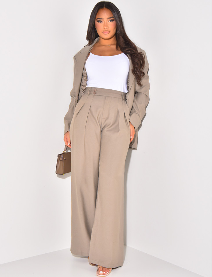 Straight-leg linen trousers with darts