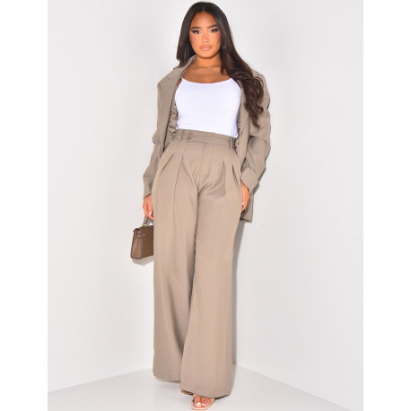 Straight-leg linen trousers with darts