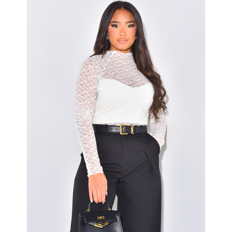 Lace high neck top