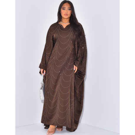 Strassbesetzte Satin-Schmetterlings-Abaya (mit Bändern innen)