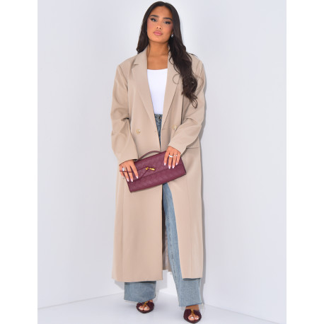 Oversized and long blazer with slit pockets