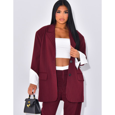 Premium oversized striped suit jacket with turn-ups on the sleeves