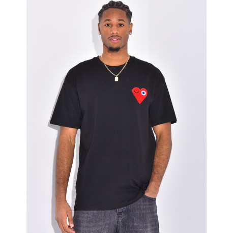 T-shirt coeur brodé