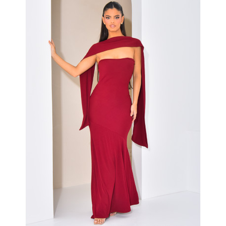 Asymmetrisches trägerloses Kleid mit Bindetuch