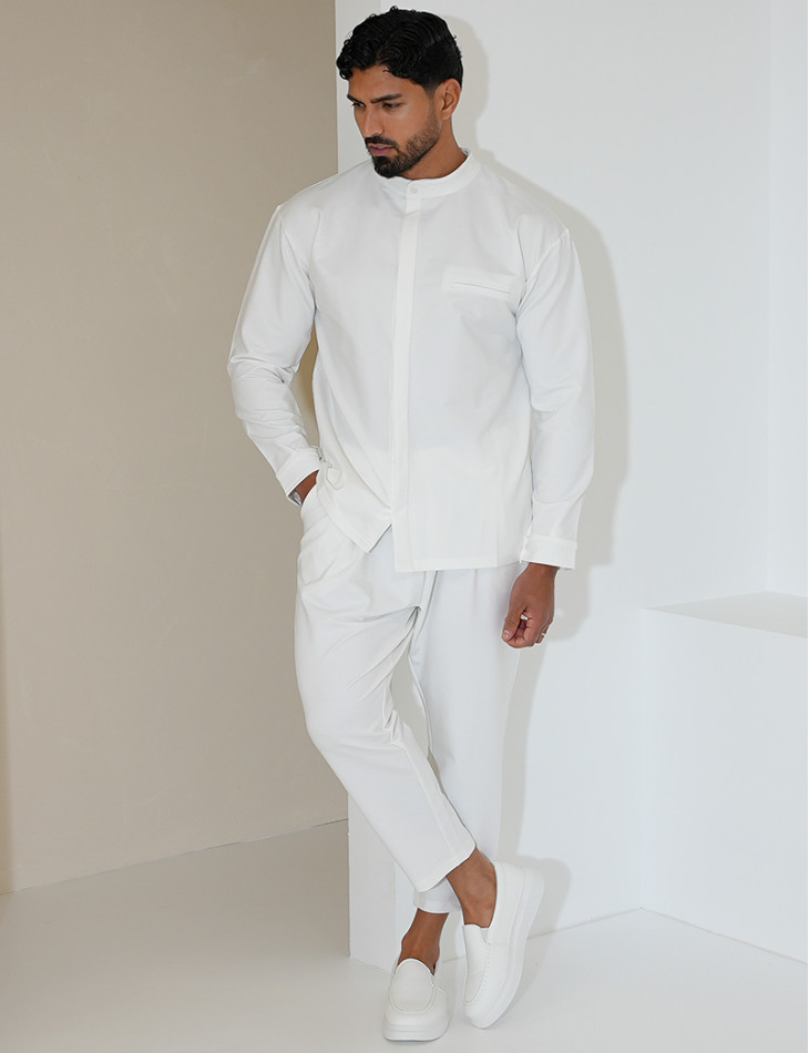 Round-neck trousers and shirt set