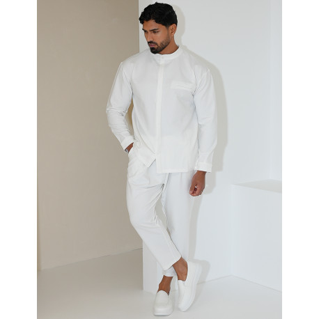 Round-neck trousers and shirt set