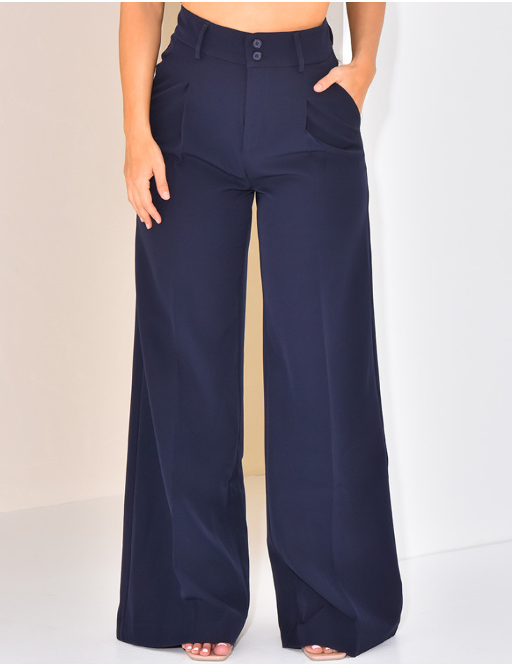 High-waisted, straight-leg tailored trousers