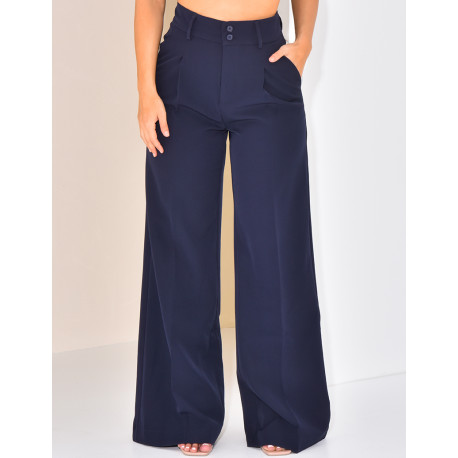 High-waisted, straight-leg tailored trousers