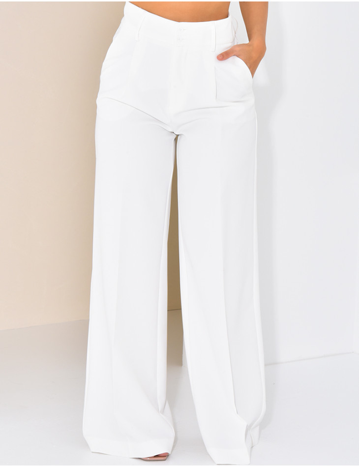 High-waisted, straight-leg tailored trousers