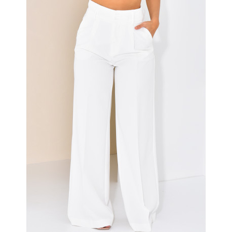 High-waisted, straight-leg tailored trousers