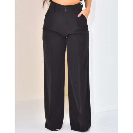 High-waisted, straight-leg tailored trousers