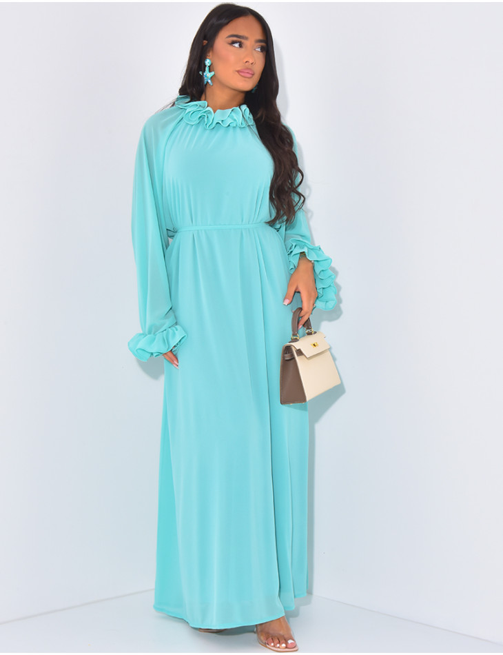 _Long voile dress with ruffles