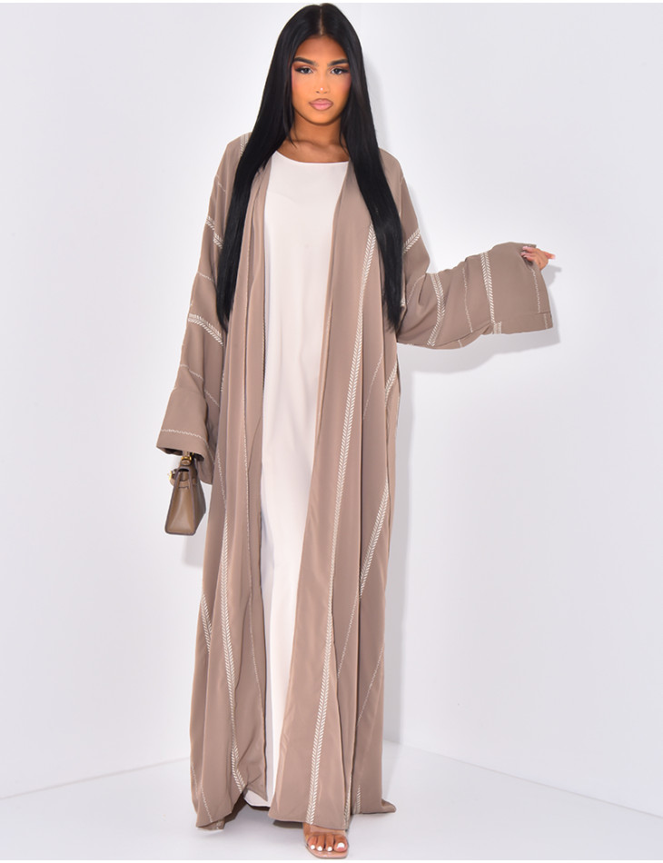 Ensemble bi-color robe sans manche et kimono brodé