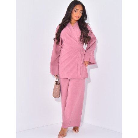 Tie kimono and trousers set