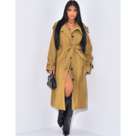 Long oversized trench coat with belt