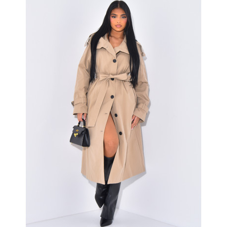 Trench oversize long à ceinture