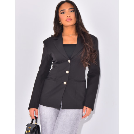 Slim-fit blazer jacket with gold buttons