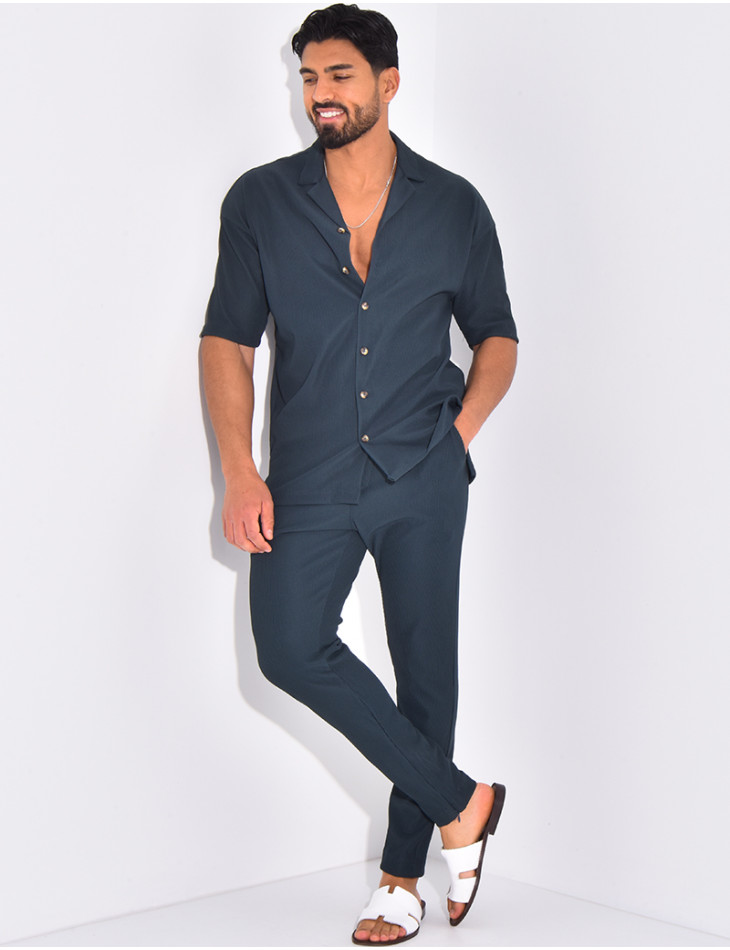 Ensemble pantalon et chemise plissé