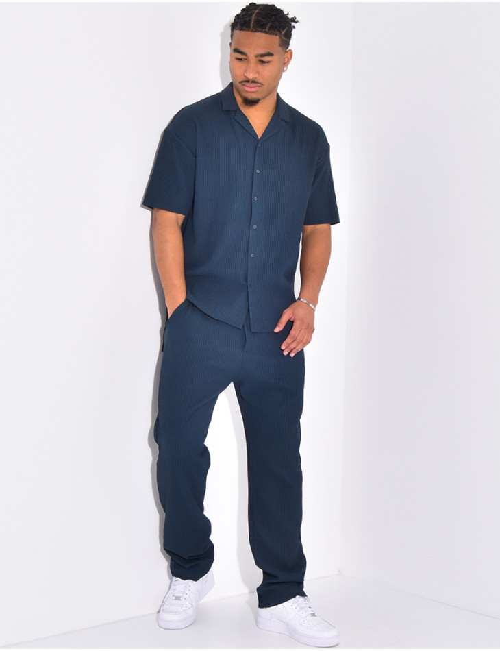 Ensemble plissé pantalon et chemise manches courtes