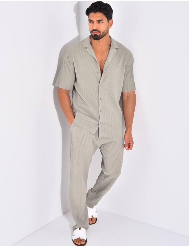 Ensemble plissé pantalon et chemise manches courtes