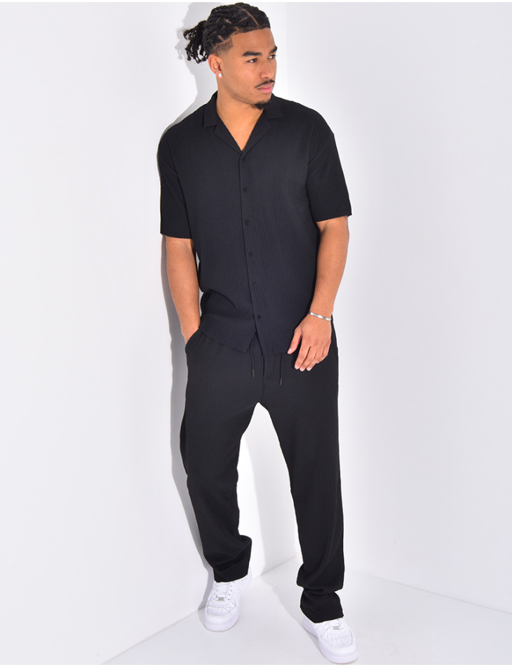 Ensemble plissé pantalon et chemise manches courtes