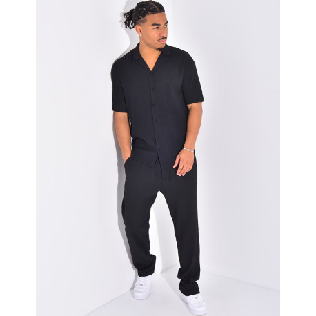 Ensemble plissé pantalon et chemise manches courtes