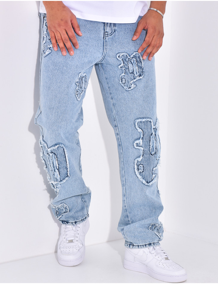 Jeans à écritures destroy