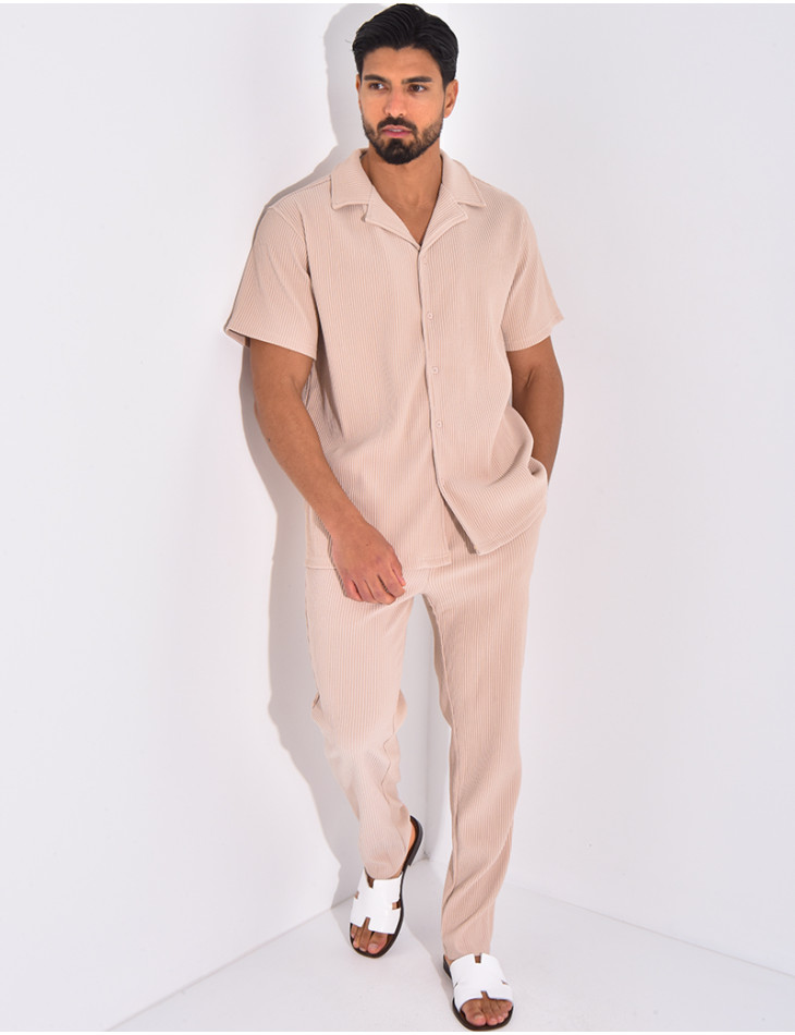 Ensemble plissé pantalon et chemise manches courtes