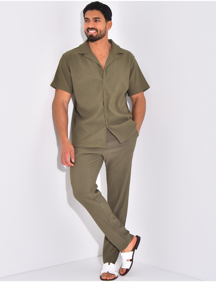 Ensemble plissé pantalon et chemise manches courtes